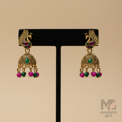Peacock Jhumka Earrings