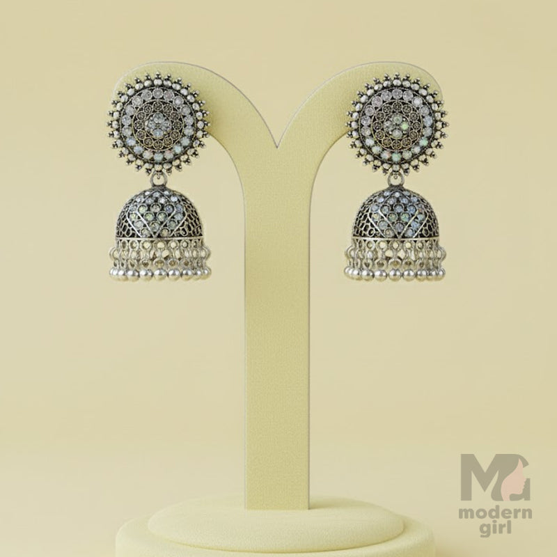 German Silver Stone-Studded Jhumka