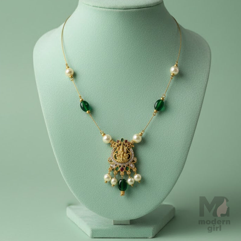 Lakshmi Royal Emerald Invisible Necklace