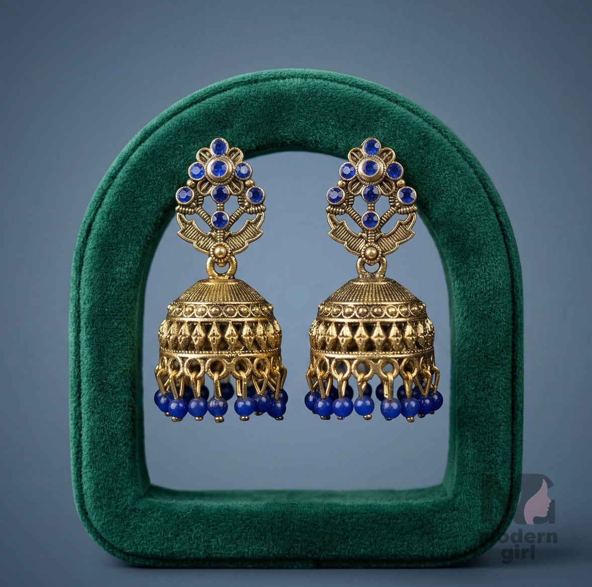 Antique Temple Jhumka Earrings with Stone Work | Traditional Ethnic Jewelry for Women