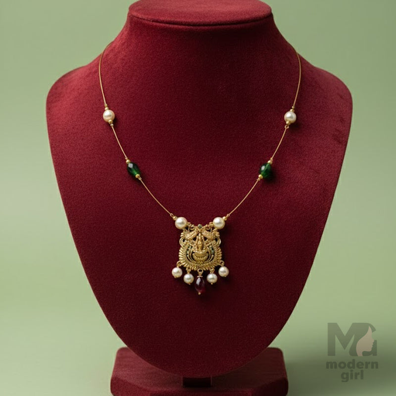 Lakshmi Green Ruby Invisible Chain Necklace