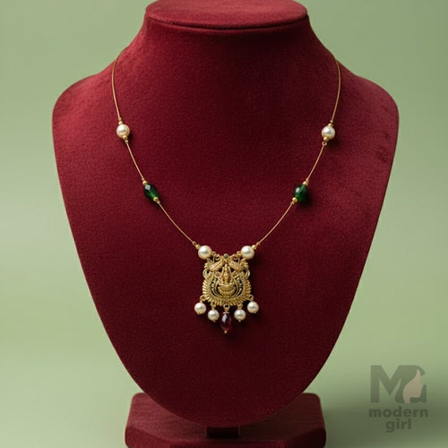 Lakshmi Green Ruby Invisible Chain Necklace