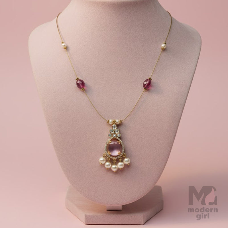 Crystal Bloom Pink Invisible Necklace
