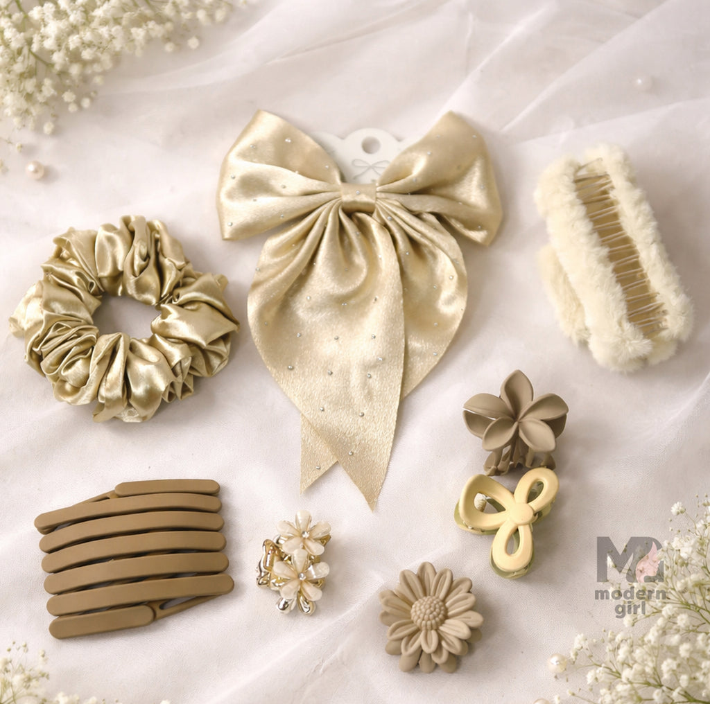 Elegant Beige & Gold Hair Accessory