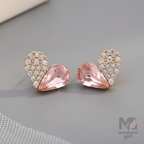 Blush Teardrop Crystal Stud Earrings