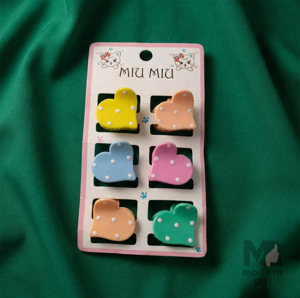 Heart Mini Hair Clip - 6 pieces