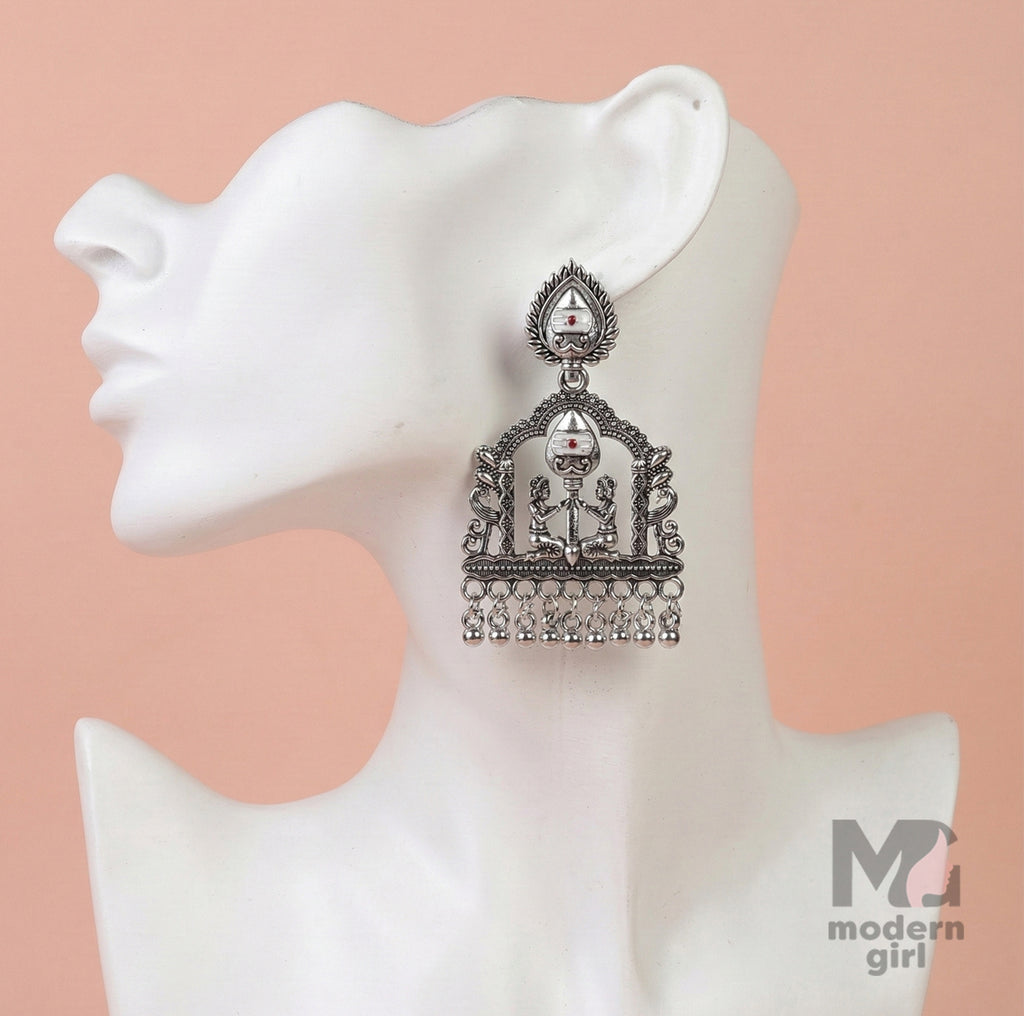 Vel Design Temple Jhumka Earrings with Pearl Drops