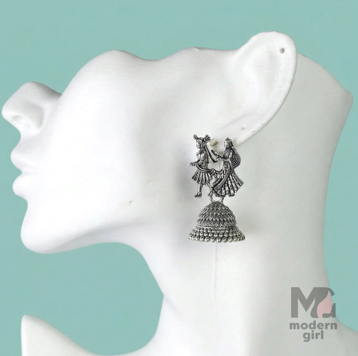 Bride Groom Design Jhumka Earrings with Pearl Drops