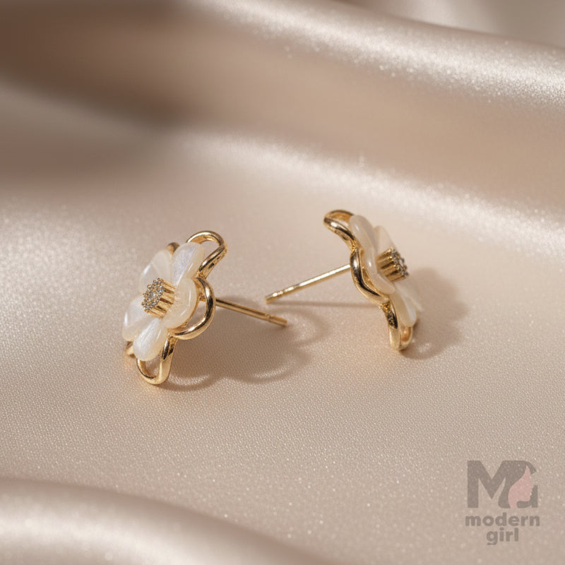 Pearl Petal Blossom Stud Earrings