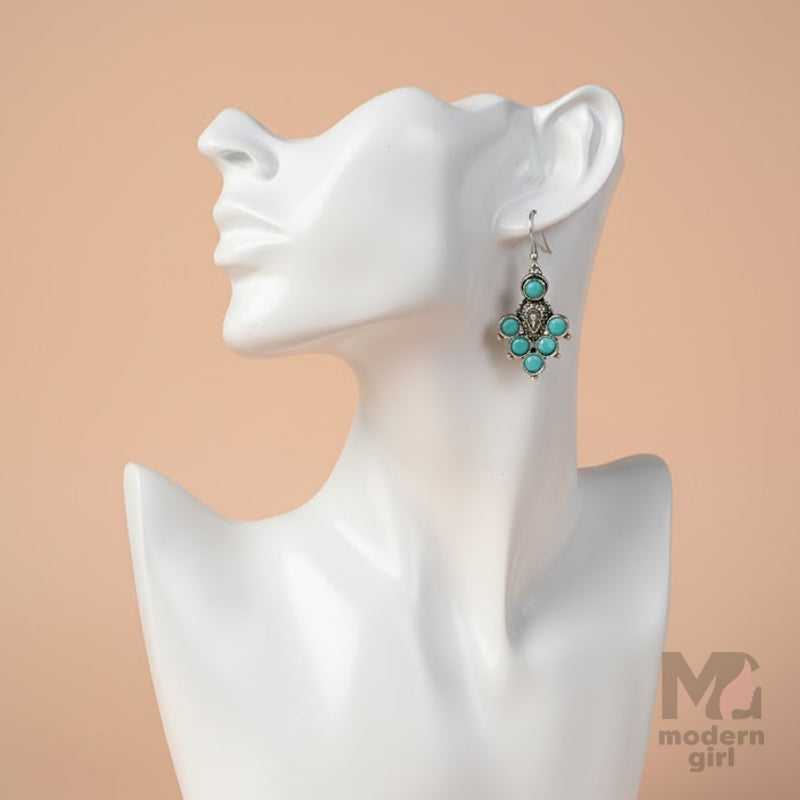 Turquoise Bloom Vintage Earrings