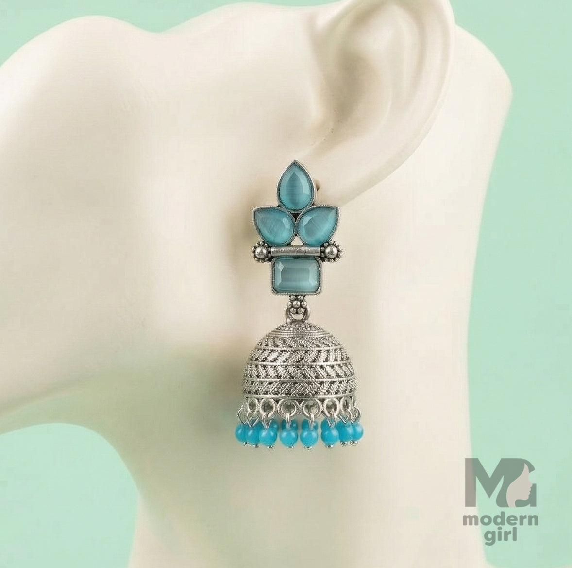 Floral Stone Jhumka Earrings for Women | Designer Beaded Ethnic Jewelry