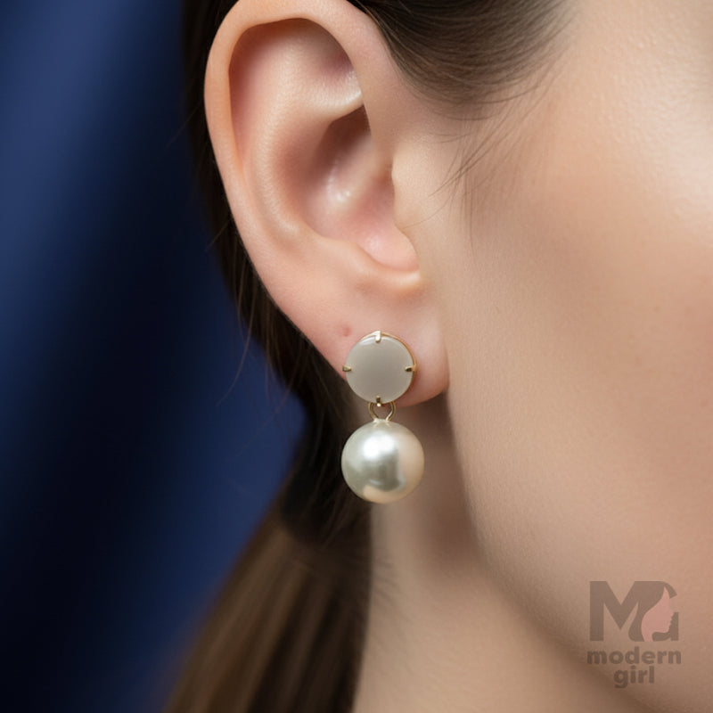 White Elegant Pearl Drop Earrings