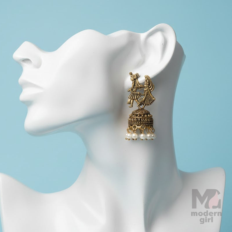 Garba Grace Antique Jhumka Earrings