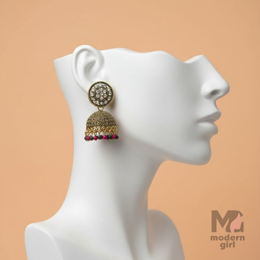 Sparkle Bloom Antique Jhumka