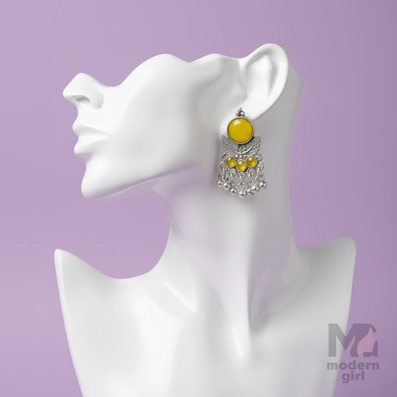 Stone Dangler Silver Earrings