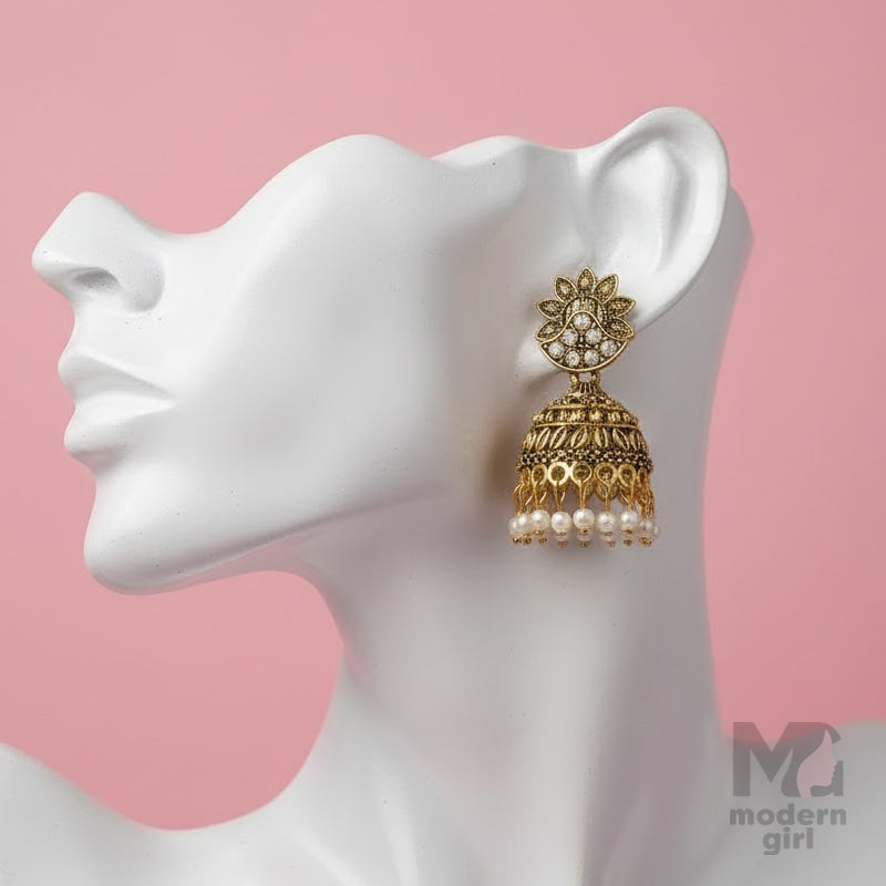 Royal Lotus Pearl Jhumka