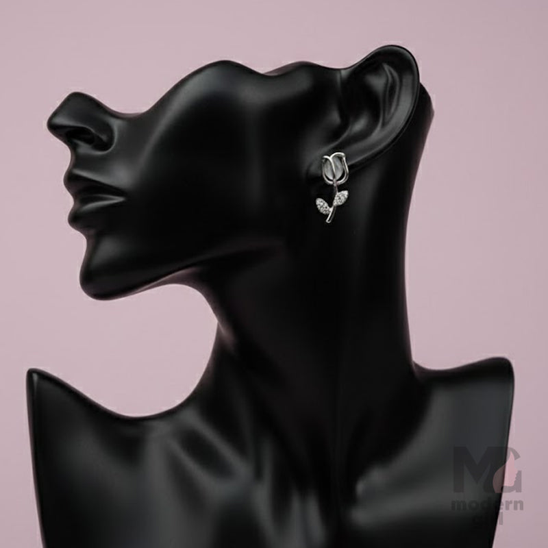 Silver Bloom Rose Earrings