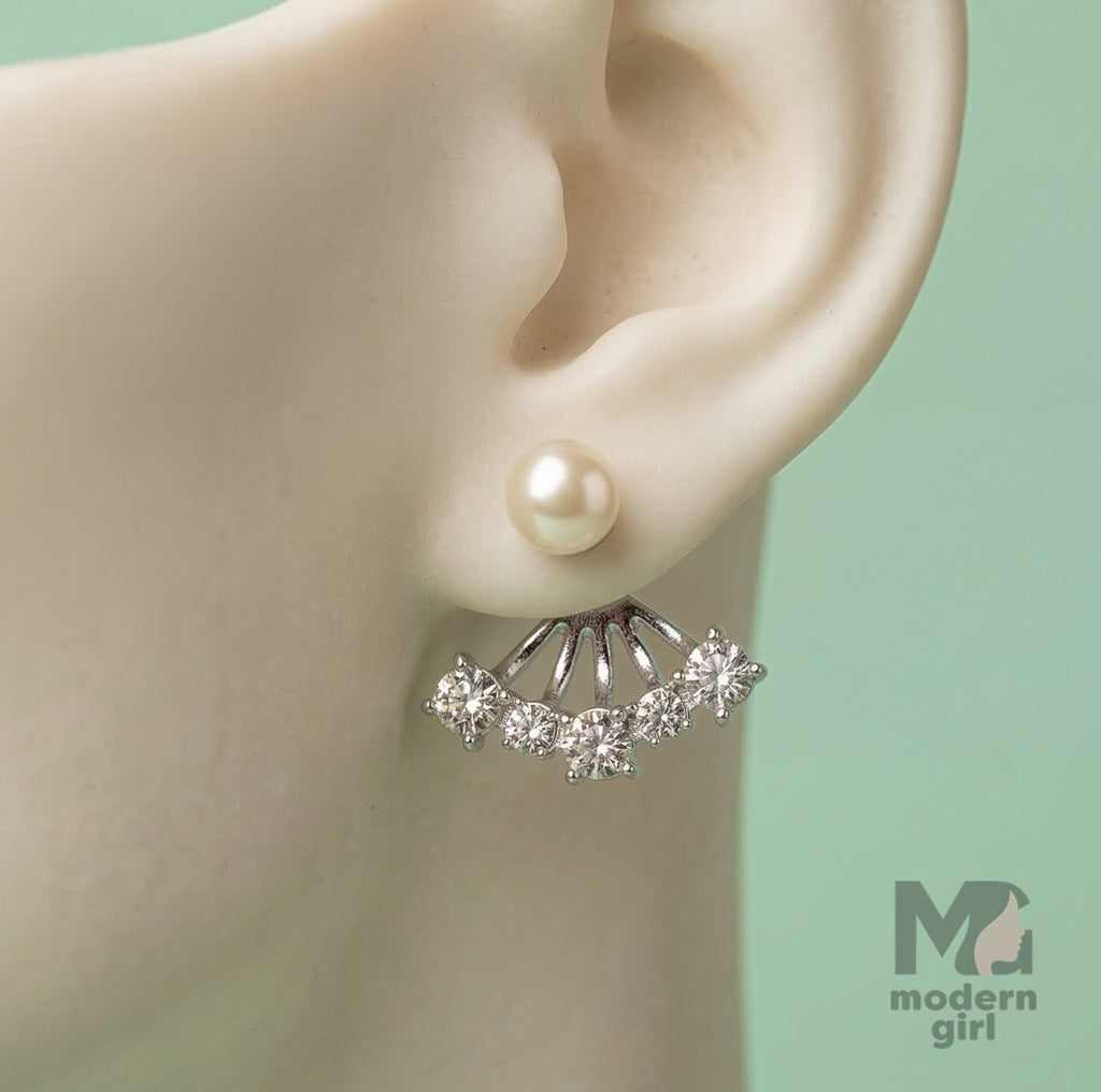 Elegant Pearl & Crystal Drop Earrings