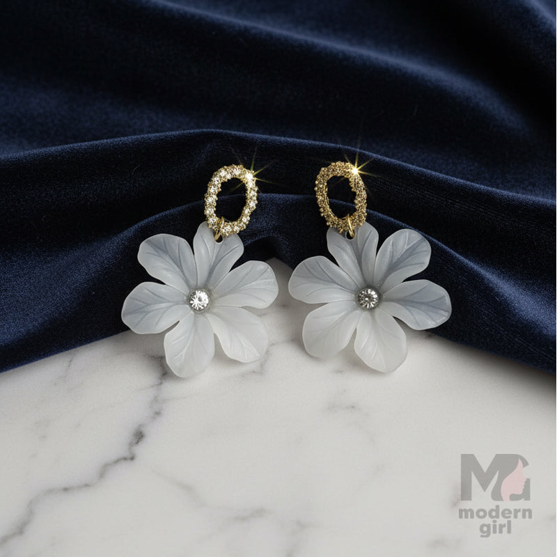 Elegant Gold Floral Drop Earrings for Women – Statement Fashion Jewelry