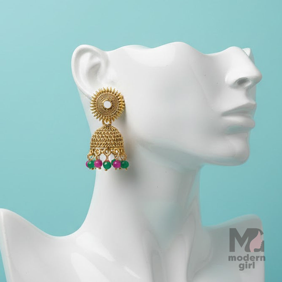Sunburst Dome Jhumka Earrings
