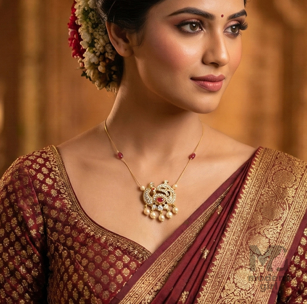 Traditional Peacock Design Invisible Chain Necklace