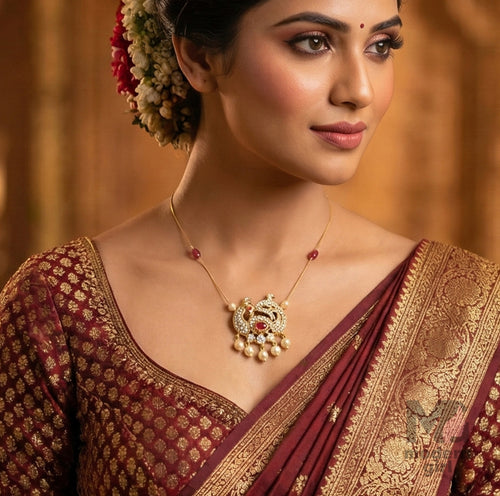 Traditional Peacock Design Invisible Chain Necklace