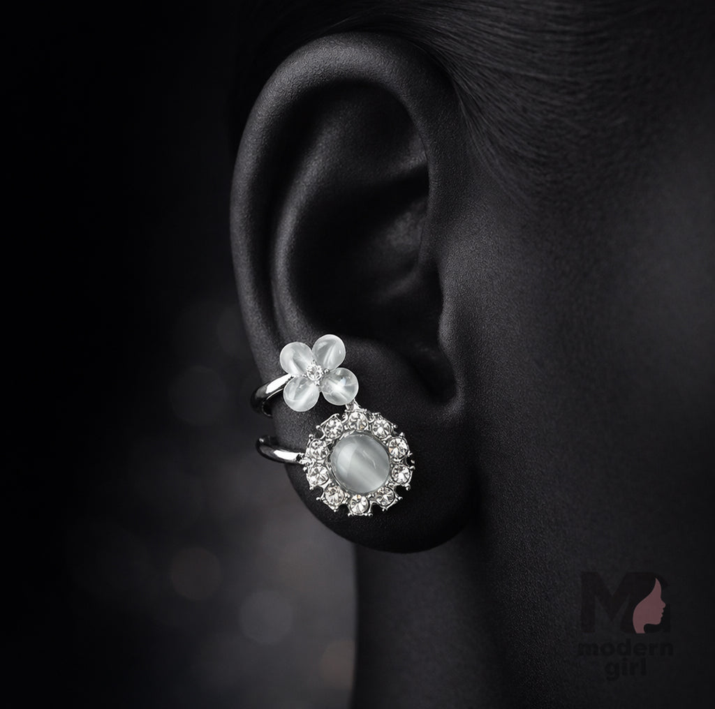 Floral Pearl Ear Cuff Earrings for Women