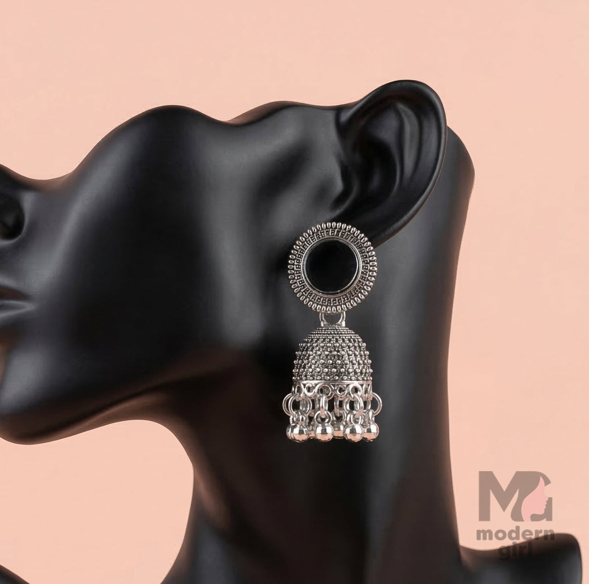 Oxidised mirror Jhumka Earrings | Silver Traditional Ethnic Jewelry for Women