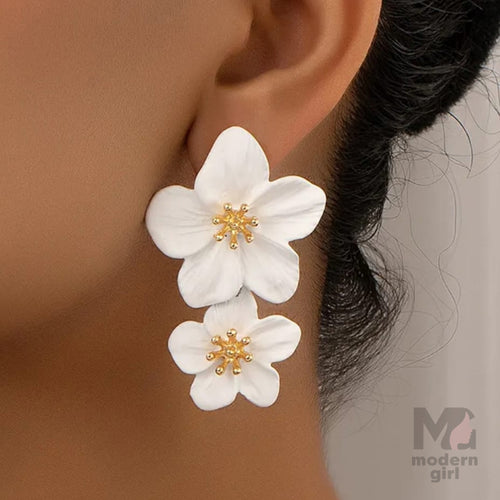 White Blossom Statement Earrings