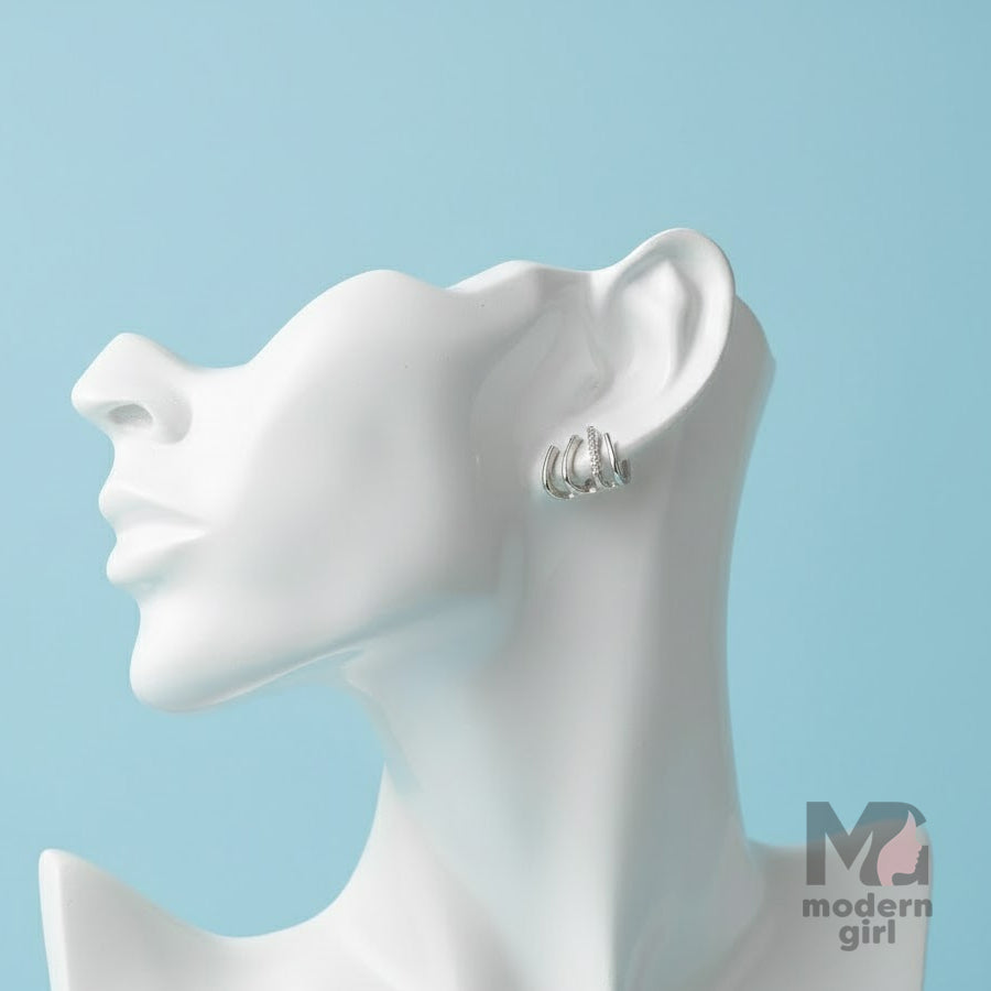 Silver Triple Hoop Elegance Earrings