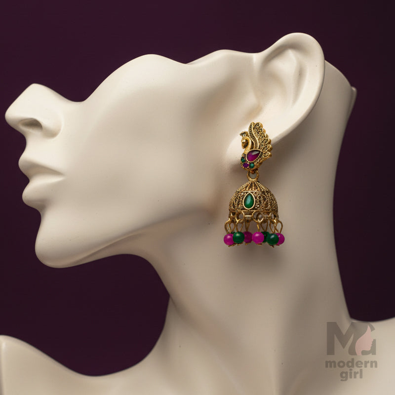 Peacock Jhumka Earrings