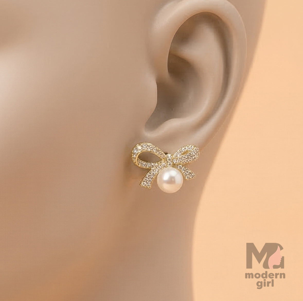 Elegant Bow Pearl Earrings