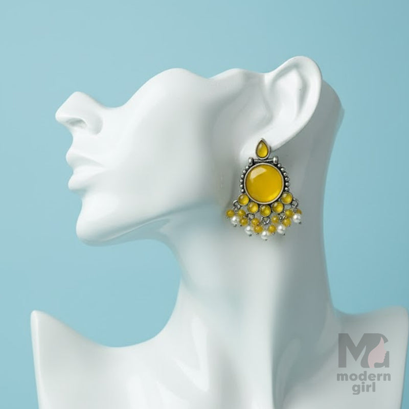 Stone & Pearl Drop Earrings