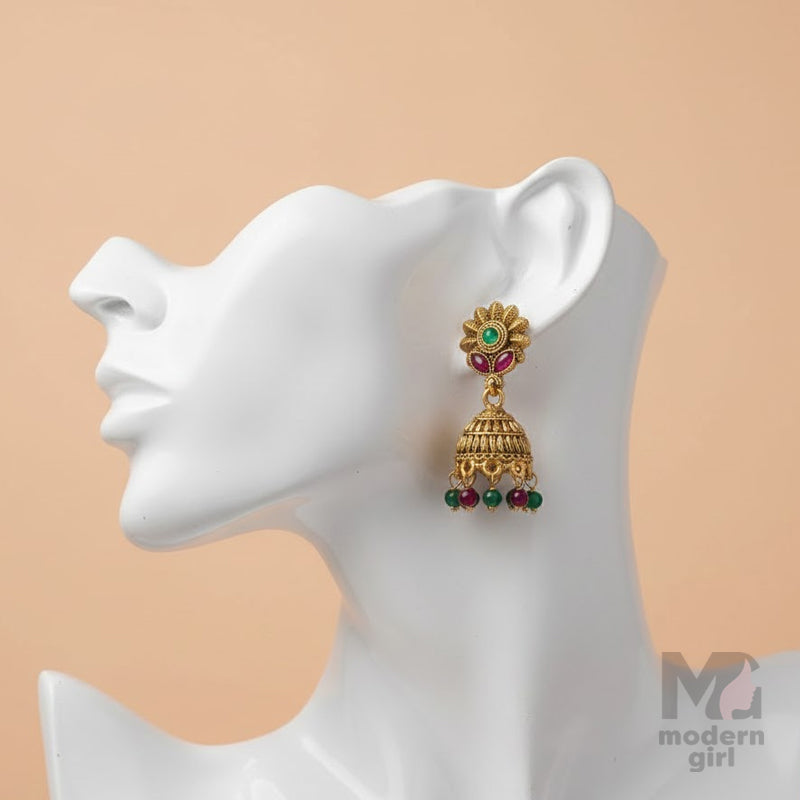 Royal Blossom Temple Jhumka Earrings