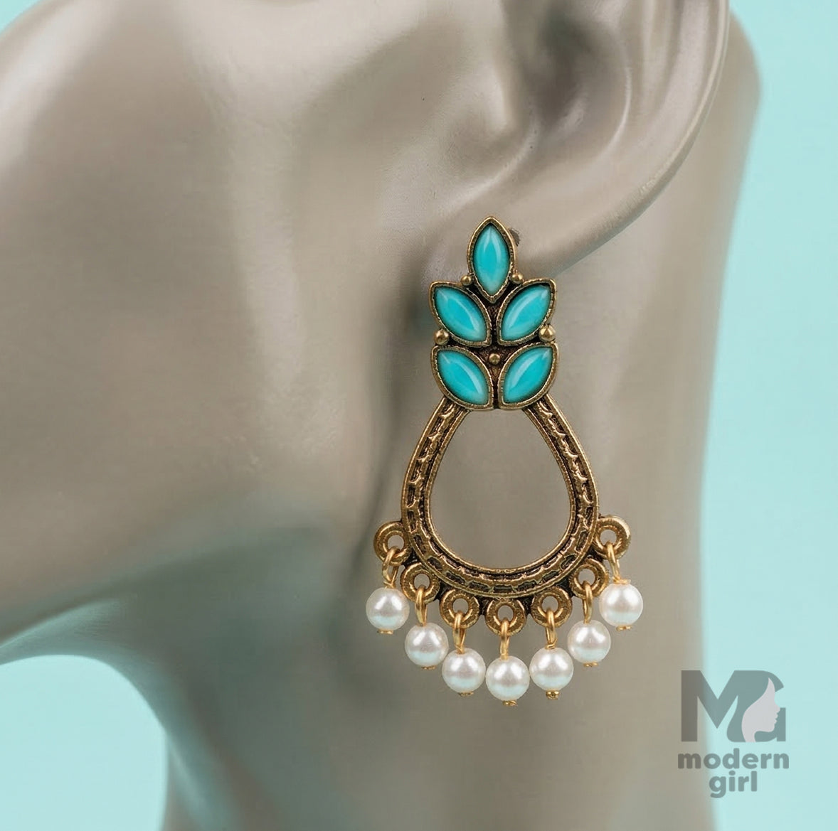 Floral Hoop Pearl Drop Earrings | Elegant Ethnic & Traditional Jewelry for Women