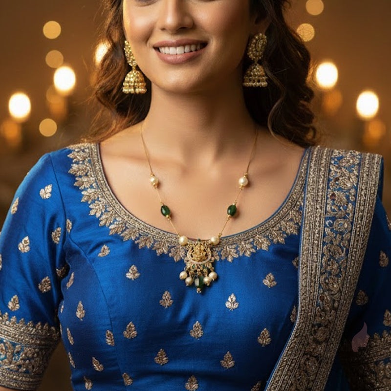 Lakshmi Royal Emerald Invisible Necklace