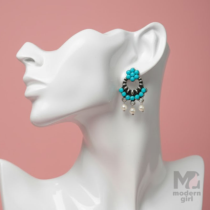 Beaded Pearl Dangler Earrings