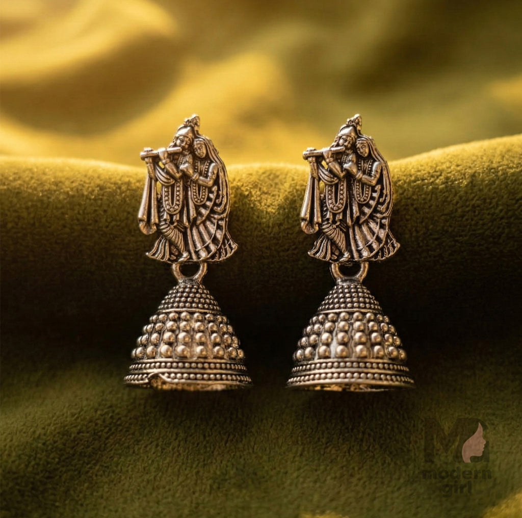 Radha Krishna Antique Jhumka Earrings