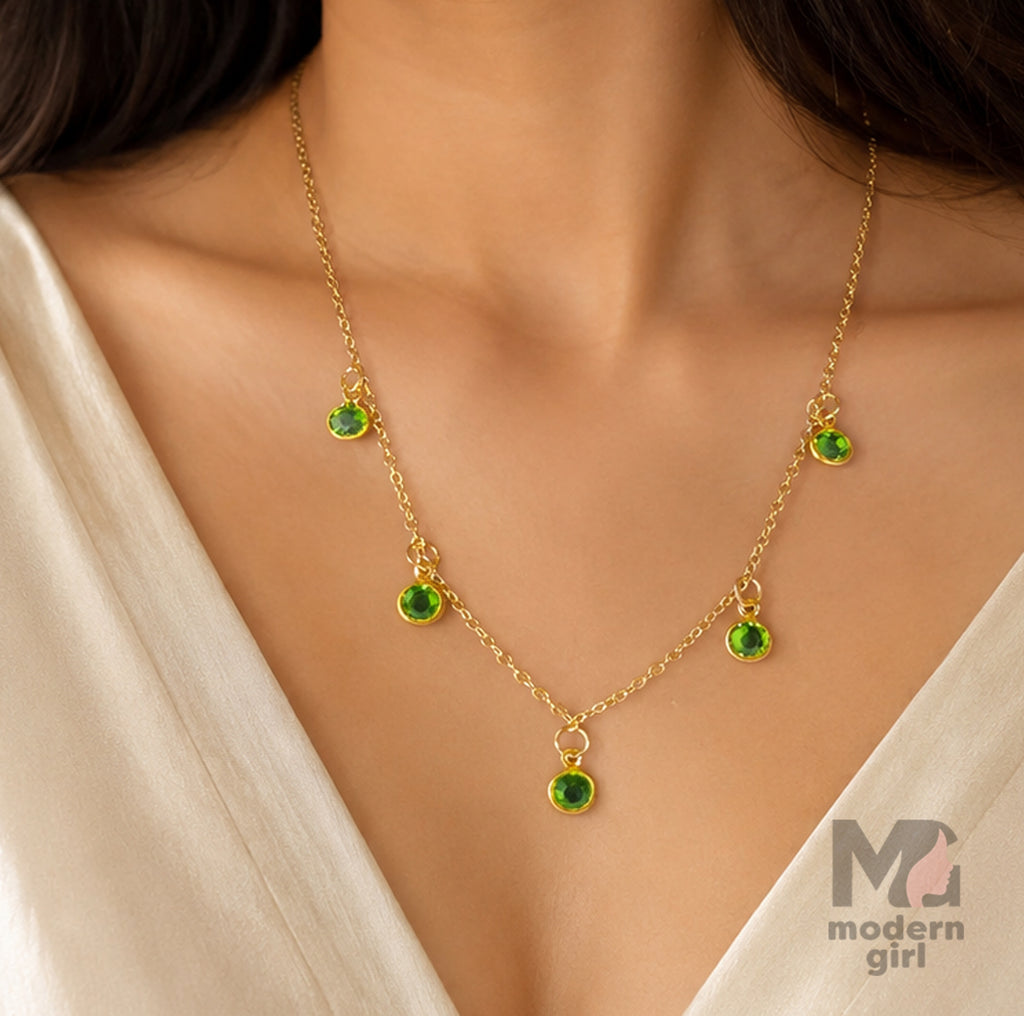 Emerald Drop Charm Necklace