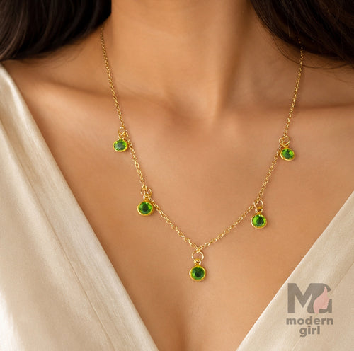 Emerald Drop Charm Necklace