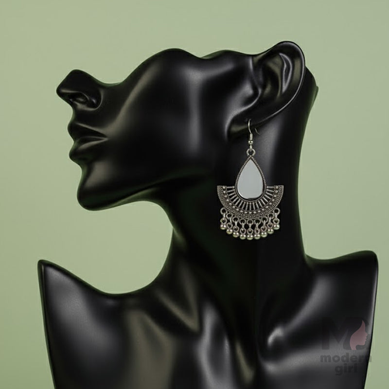 Oxidised Black Teardrop Dangler Earrings