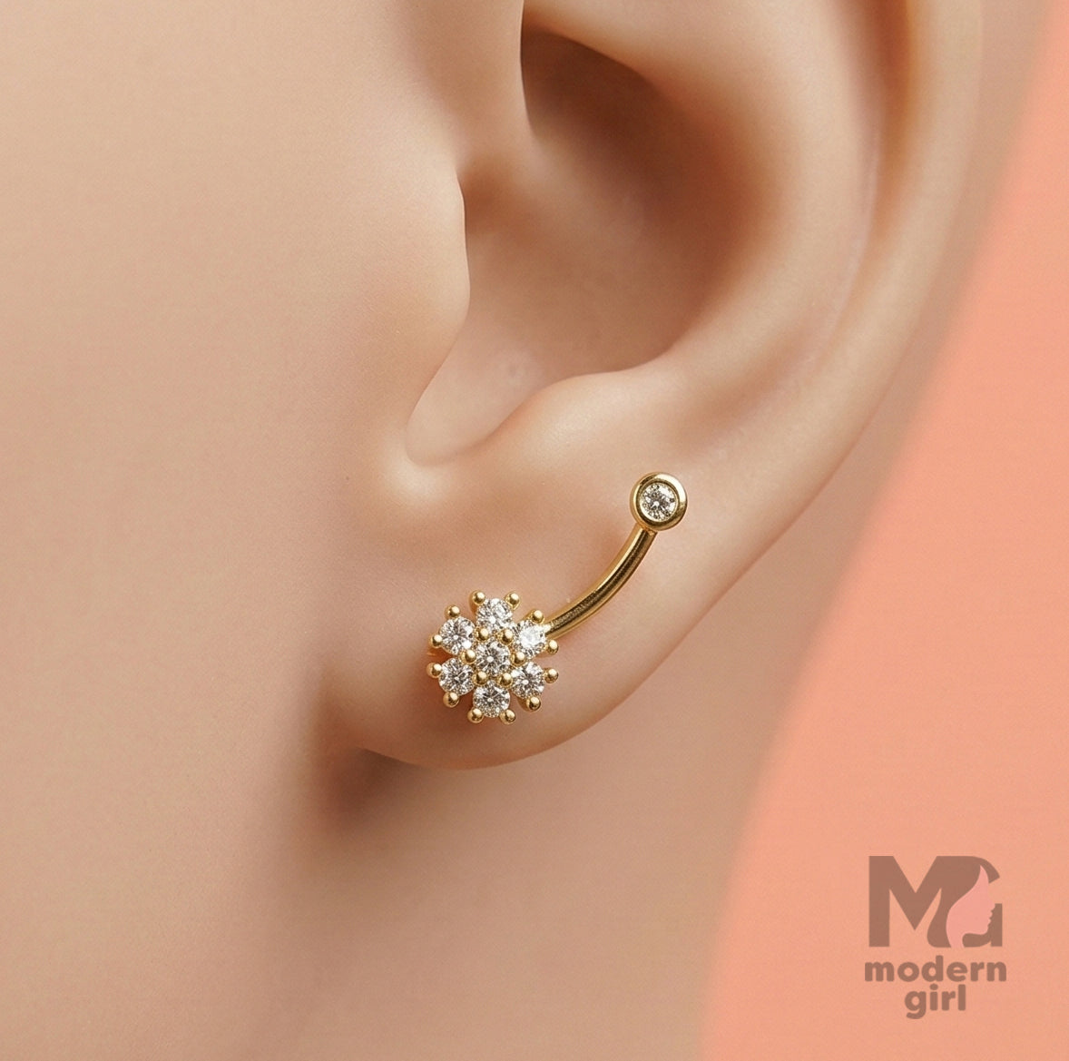 Elegant Golden Floral Ear Cuff