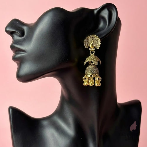 Antique Peacock Design Traditional Jhumka Earrings