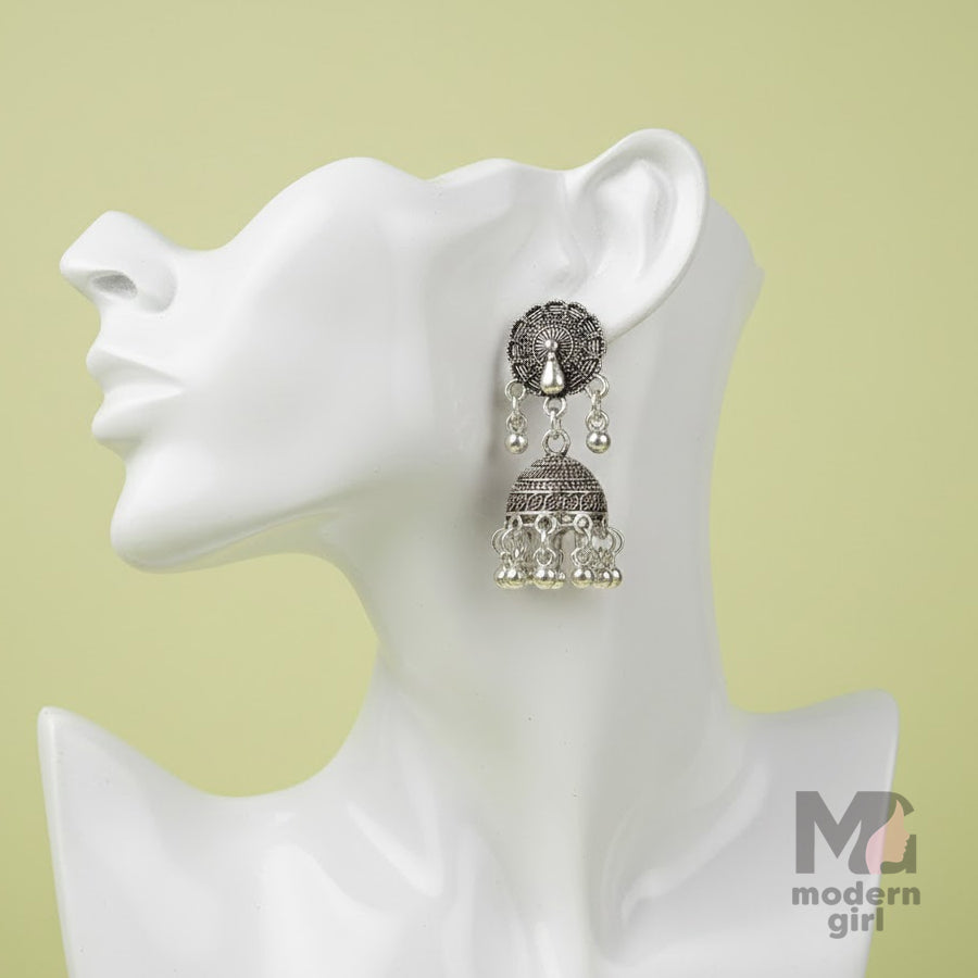 Classic Oxidised Silver Dome Jhumka