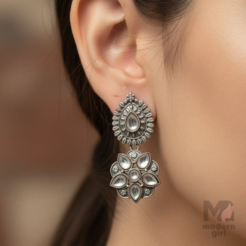 Kundan Floral Drop Earrings