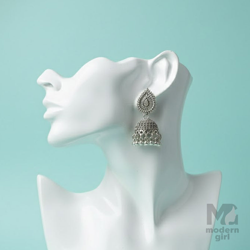 Royal Antique Thilak Oxidised Jhumka