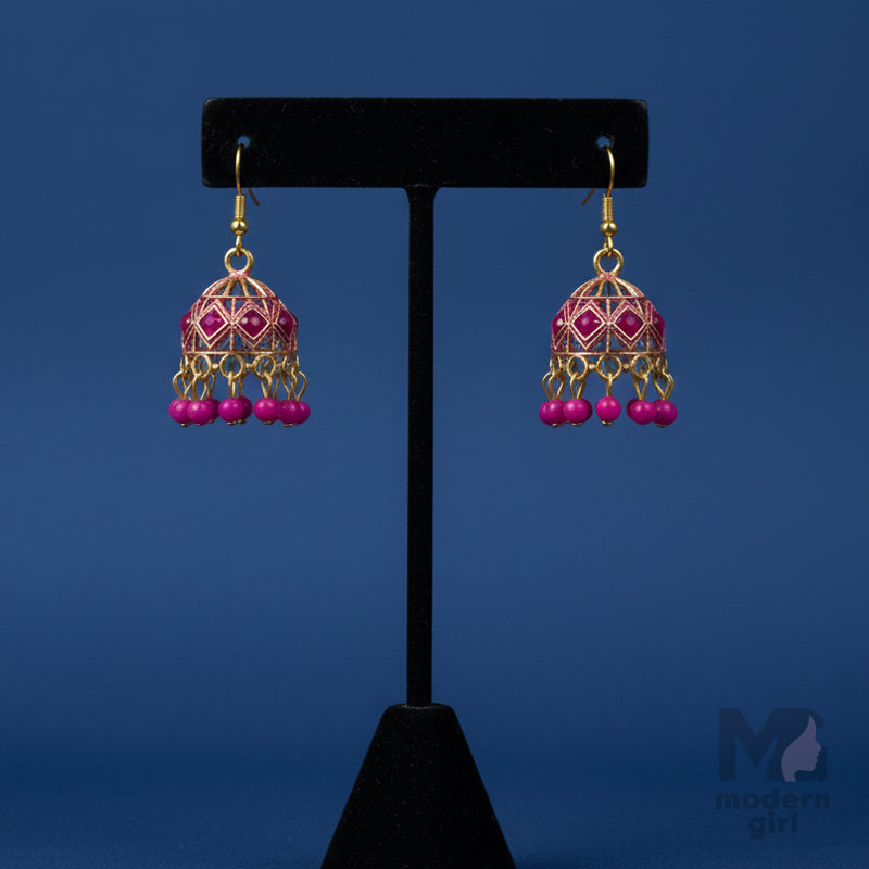 Enamel Beaded Jhumka Earrings