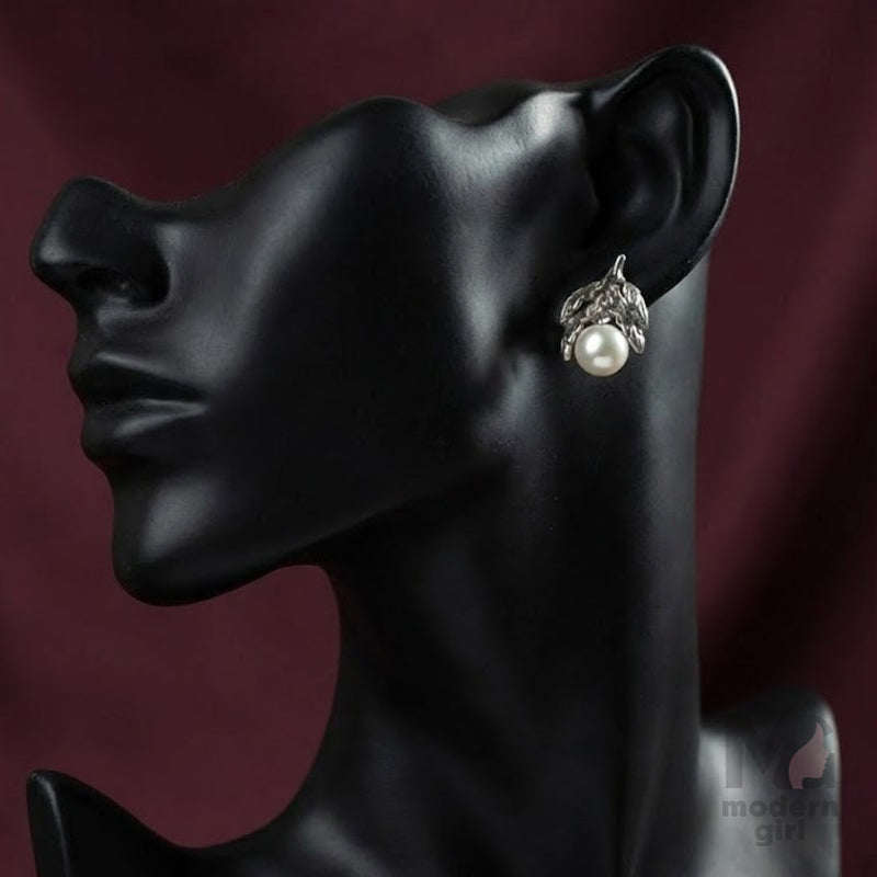 Pearl Leaf Elegance Studs