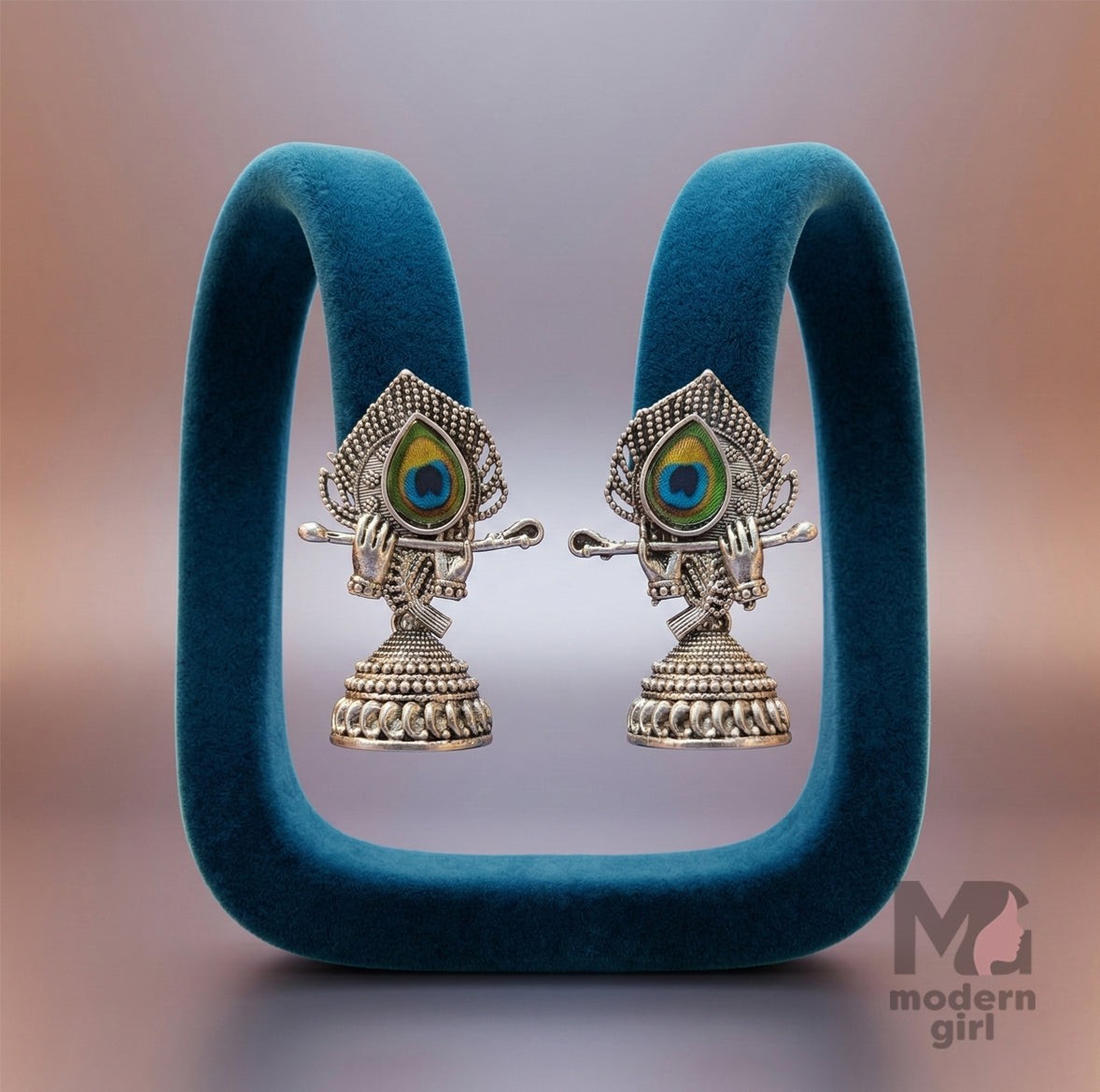 Krishna Peacock Feather Jhumka