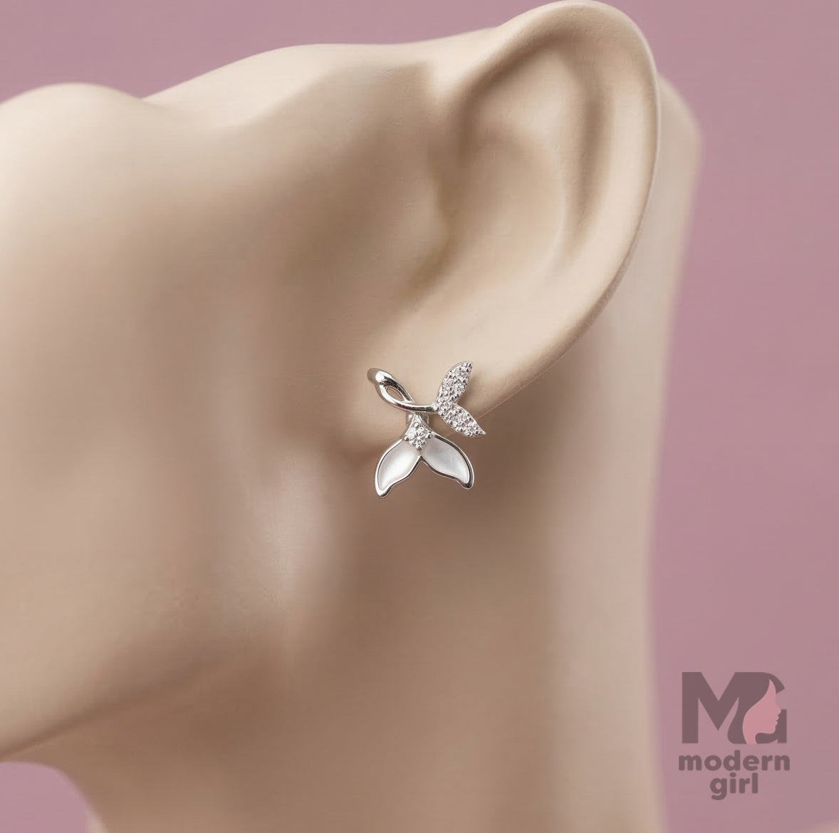 Leaf Crystal Stud Earrings